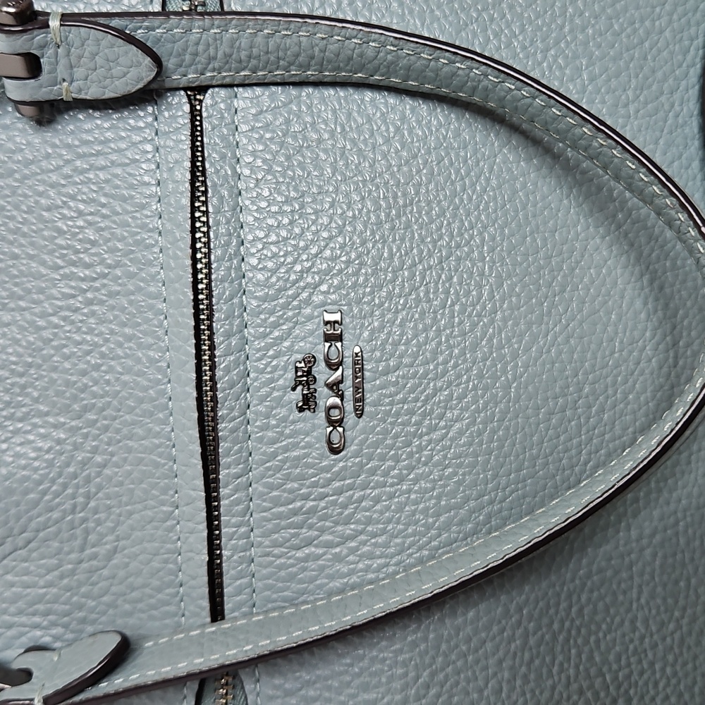 Coach Prairie Satchel Cloud Blue Crossbody Pebble Leather Bag 79997 - Picture 2 of 9